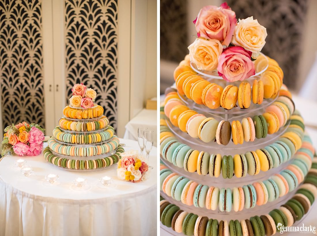 A wedding "cake" of many macaroons - Secret Garden Wedding