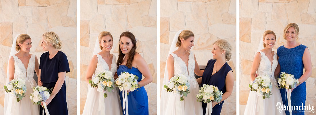 A bride poses with her bridesmaids