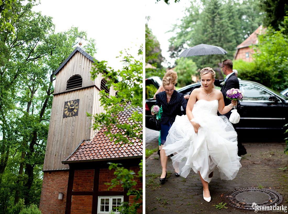 A bride arriving at the church - German Country Wedding