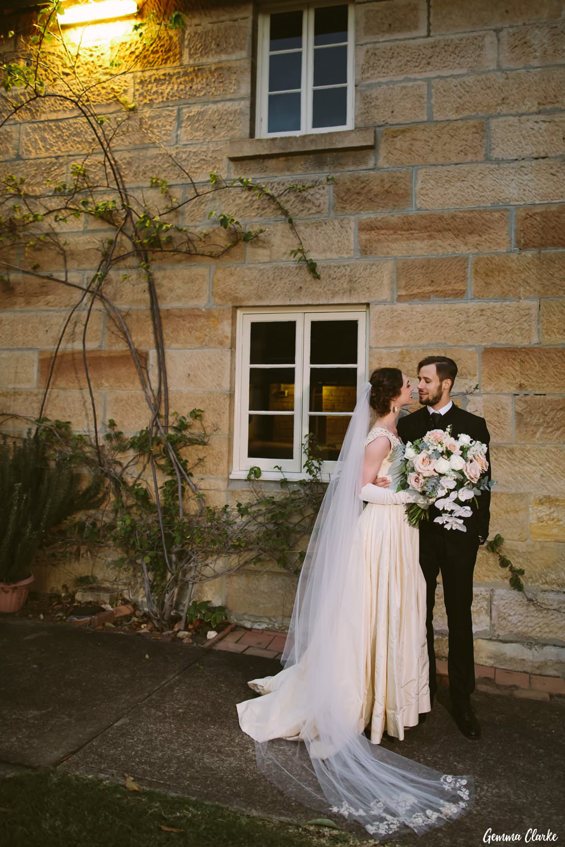 Cottage sandstone photos as the sun had gone down at this Hunters Hill Wedding