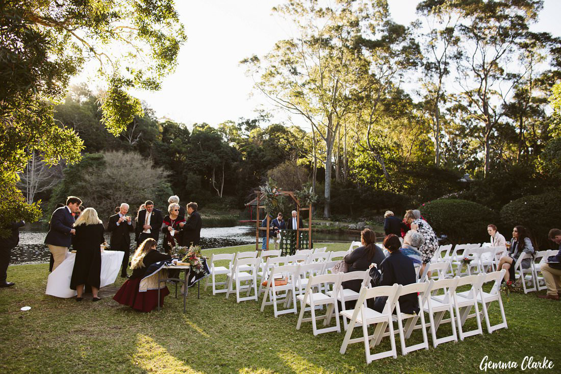 Afternoon reception at the ceremony location at Rhododendron Gardens at this winter wollongong wedding